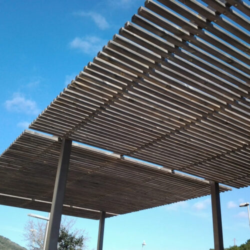 Detalle de Pérgola ecológica eco de plástico reciclado