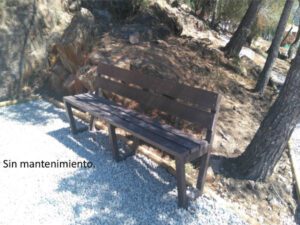 Detalle de mobiliario plástico reciclado montana san Cristóbal